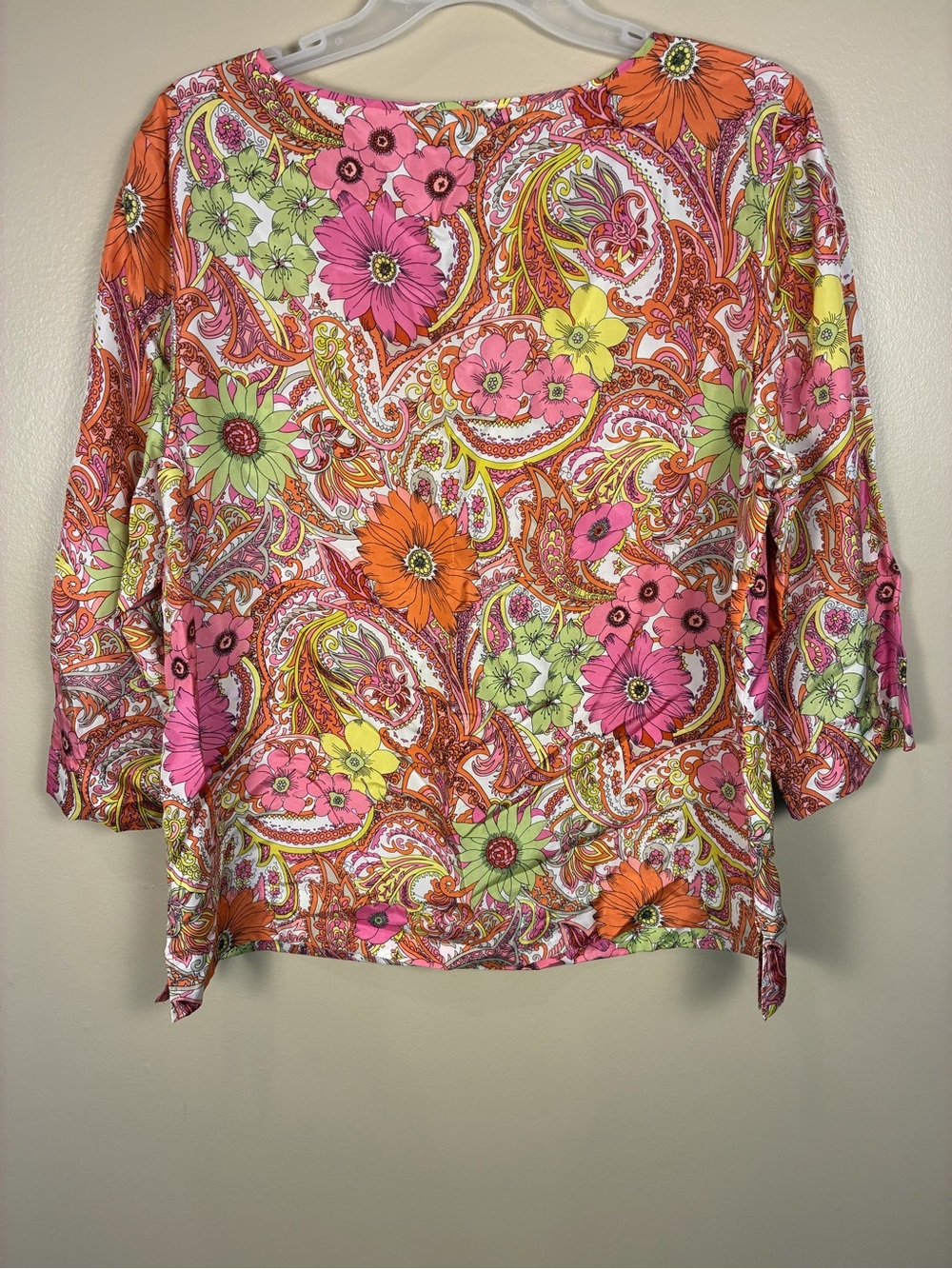 Talbots 100% Silk Paisley Floral Tunic Blouse - Picture 8 of 12